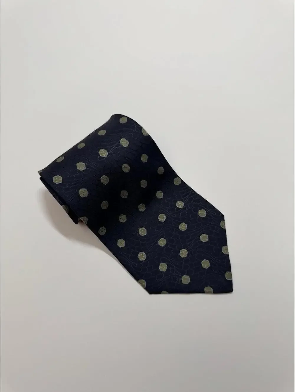 Giorgio Armani Navy & Gold 100% Silk Wide Tie Made In Italy